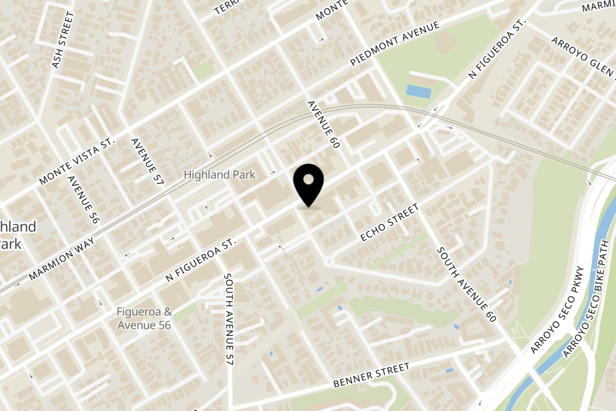 Map showing the location of Kitchen Mouse The Cafe on 5904 N Figueroa St in Los Angeles